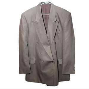Vintage 80s/90s Raffinati Double-Breasted Suit Jacket – 46L Taupe Gray Blazer